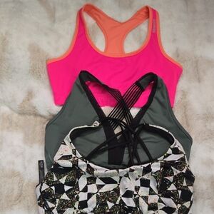 Vibrant Sports Bra Trio - Pink, Green, and Black